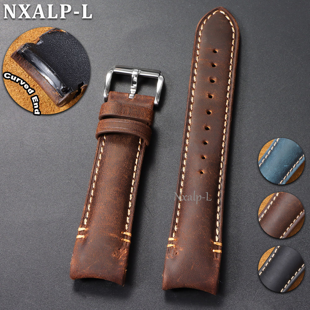 Omega Watch Speedmaster - Gebogen eindarmband oliewas koeienhuid horlogeband 20