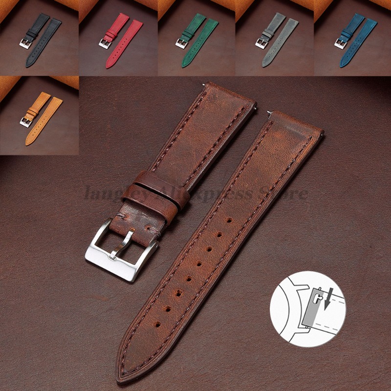 Leather Strap Quick Release - Quick Release Vintage Retro Lederen Horlogeband
