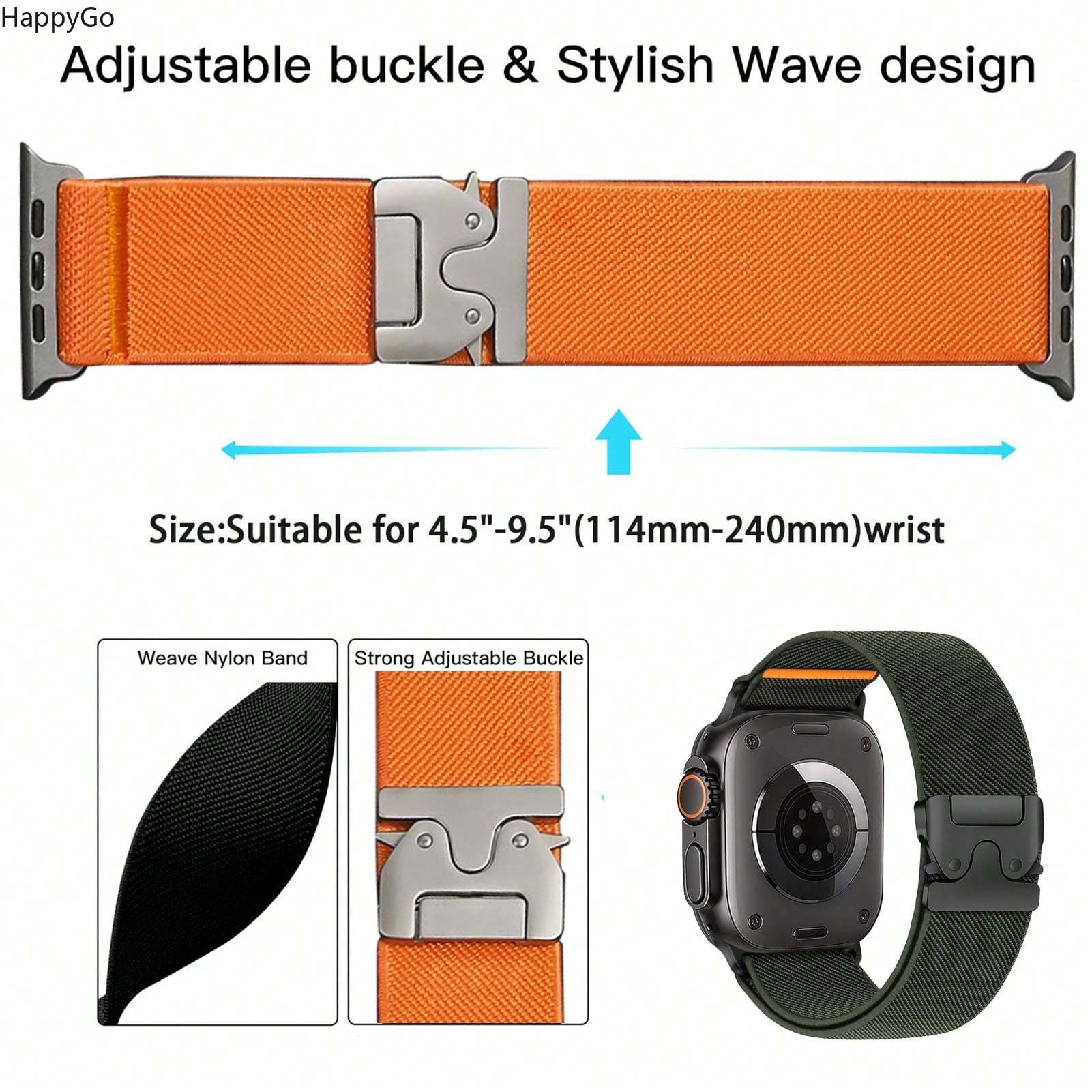 Brede rekbare nylon polsband m - Parachute Strap Elastic recensie en prijs
